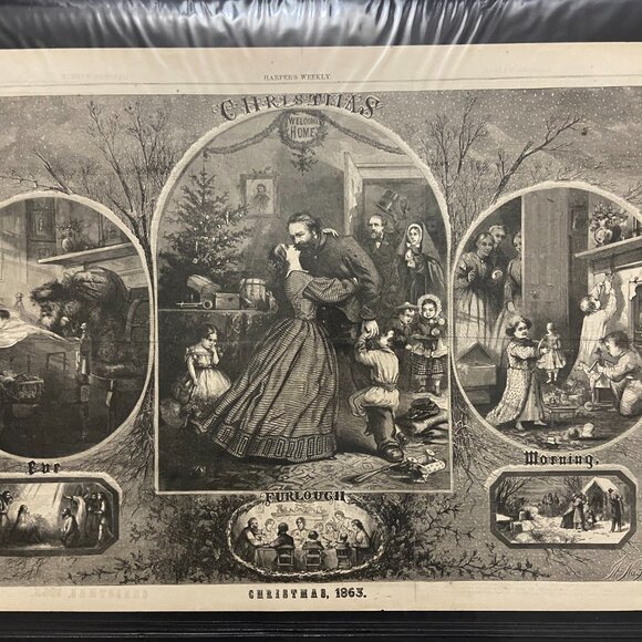 THOMAS NAST SANTA CLAUS, CHRISTMAS MORNING 1863, SANTA - Picture 1 of 6